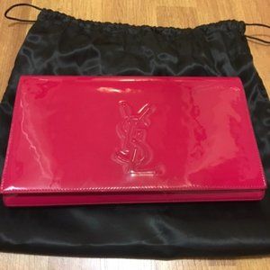 Saint Laurent Hot Pink Patent Leather Clutch